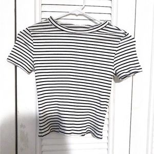 Black & White Striped Crop Top